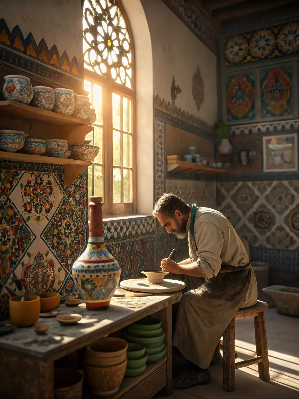 A local artisan demonstrating traditional crafts and skills to visitors, showcasing the connection between prehistoric heritage and contemporary cultural tourism.